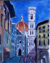 FLORENCE une rue et la tour Giotto