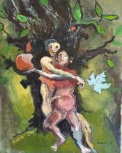 ADAM enlève sa feuille et EVE brandit sa pomme d'APPLE ADAM enlève sa feuille et EVE brandit sa pomme d'APPLE